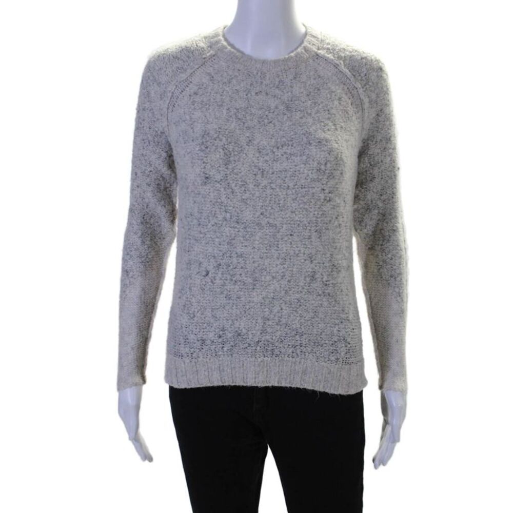 Line Womens Knit Round Neck Long Sleeve Pullover Sweater Top Gray Size XS